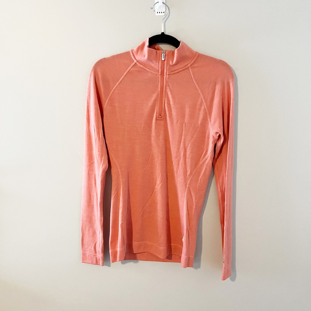 Smartwool Merino 250 Womens Quarter Zip Base Layer Top Coral Pink Size M